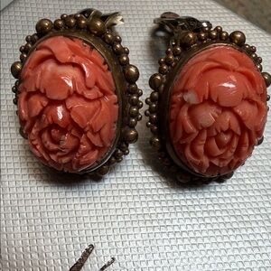 Stephen Dweck Coral Floral Earrings Clips also 925 overlay with Bronze finish